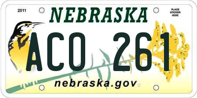 NE license plate ACO261