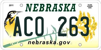 NE license plate ACO263