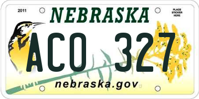 NE license plate ACO327