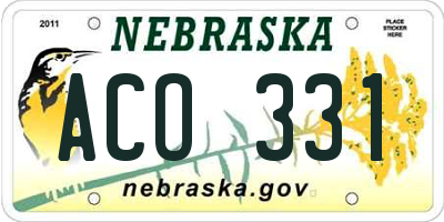 NE license plate ACO331