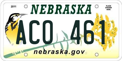 NE license plate ACO461