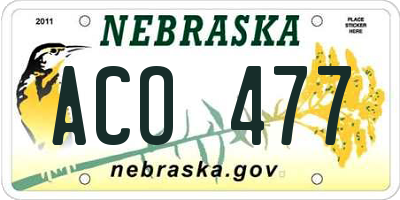 NE license plate ACO477