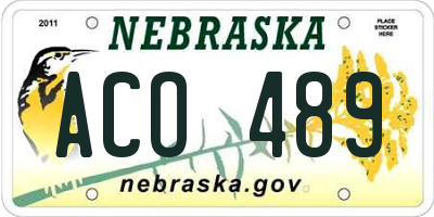 NE license plate ACO489