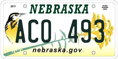 NE license plate ACO493