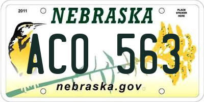 NE license plate ACO563
