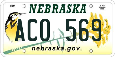 NE license plate ACO569