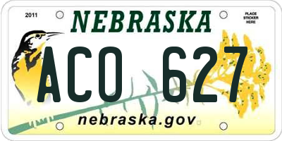 NE license plate ACO627