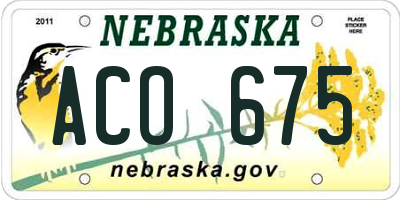 NE license plate ACO675