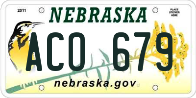 NE license plate ACO679