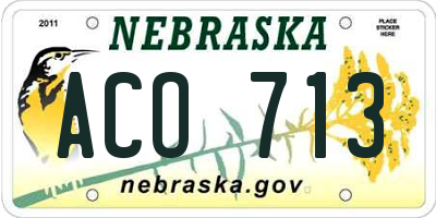 NE license plate ACO713