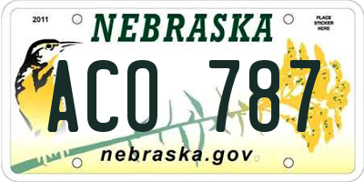 NE license plate ACO787