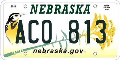 NE license plate ACO813