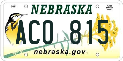 NE license plate ACO815