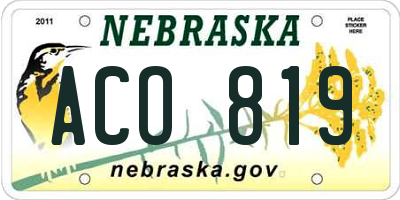 NE license plate ACO819