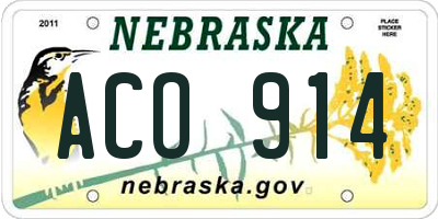 NE license plate ACO914