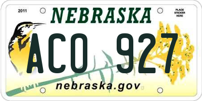 NE license plate ACO927