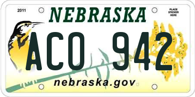 NE license plate ACO942