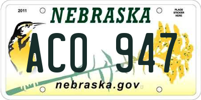 NE license plate ACO947