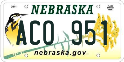 NE license plate ACO951