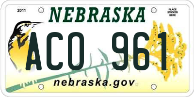 NE license plate ACO961