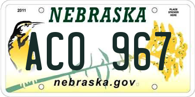 NE license plate ACO967