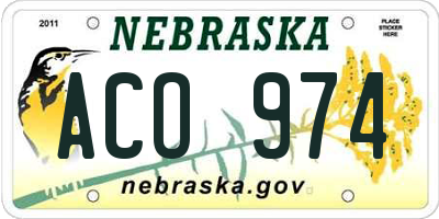 NE license plate ACO974