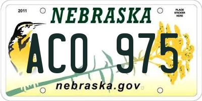 NE license plate ACO975