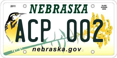 NE license plate ACP002