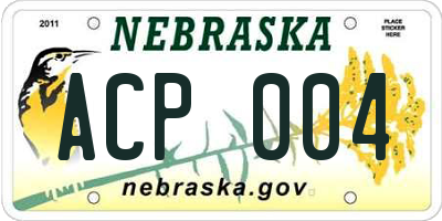 NE license plate ACP004