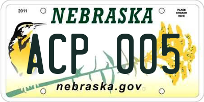 NE license plate ACP005