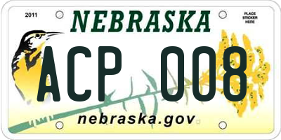 NE license plate ACP008