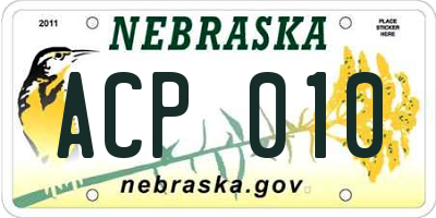 NE license plate ACP010