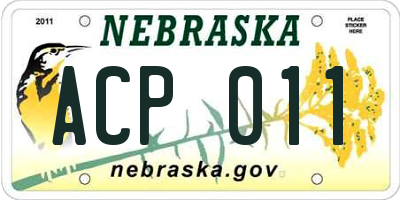 NE license plate ACP011