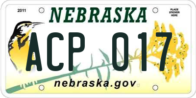 NE license plate ACP017