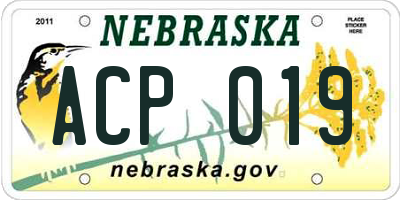 NE license plate ACP019