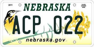 NE license plate ACP022