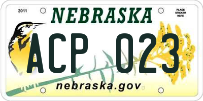 NE license plate ACP023