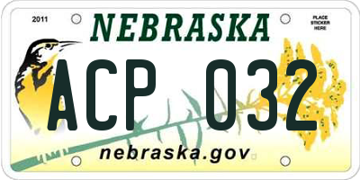 NE license plate ACP032