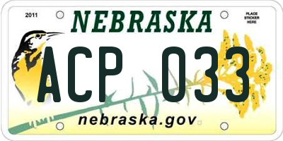 NE license plate ACP033