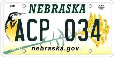 NE license plate ACP034