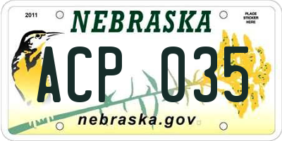 NE license plate ACP035