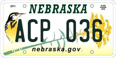 NE license plate ACP036