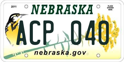 NE license plate ACP040