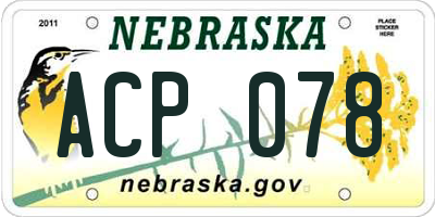 NE license plate ACP078