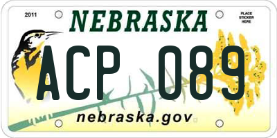 NE license plate ACP089