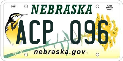 NE license plate ACP096