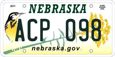 NE license plate ACP098