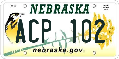 NE license plate ACP102