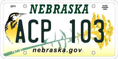 NE license plate ACP103