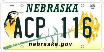 NE license plate ACP116